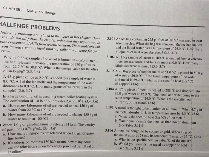 Solved CHAPTER 3 Matter and Energy HALLENGE PROBLEMS | Chegg.com