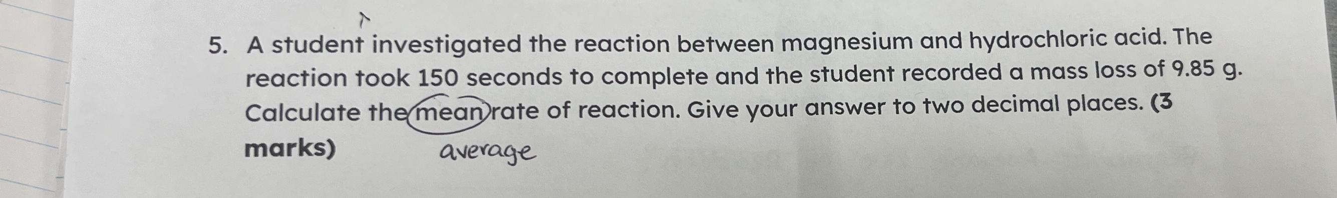 Solved A student investigated the reaction between magnesium | Chegg.com