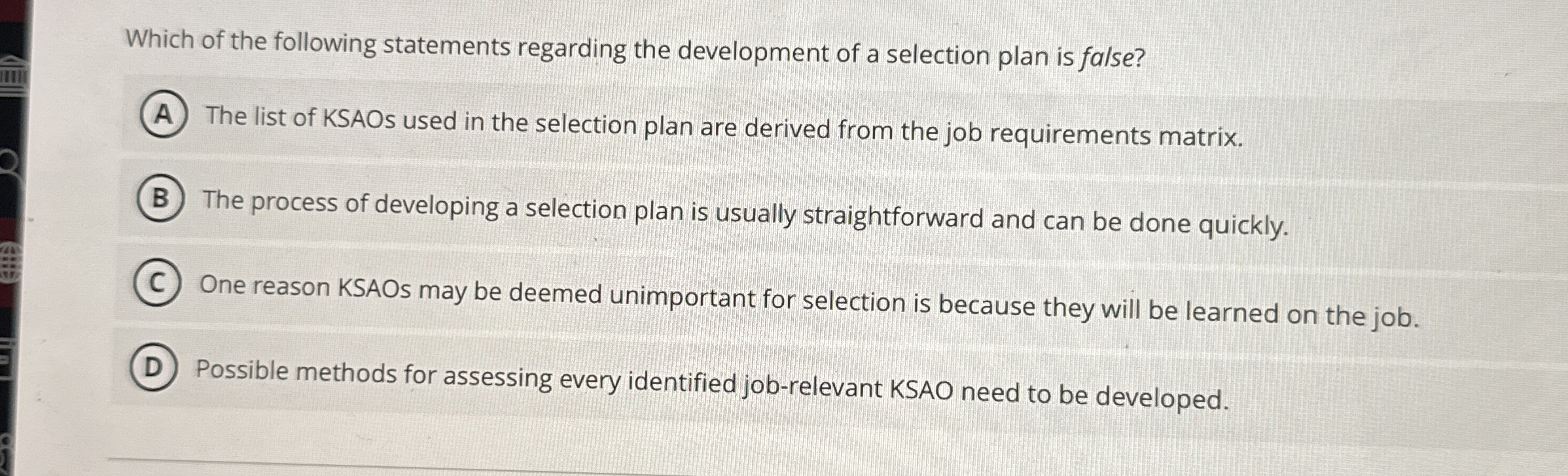 Solved Which of the following statements regarding the | Chegg.com