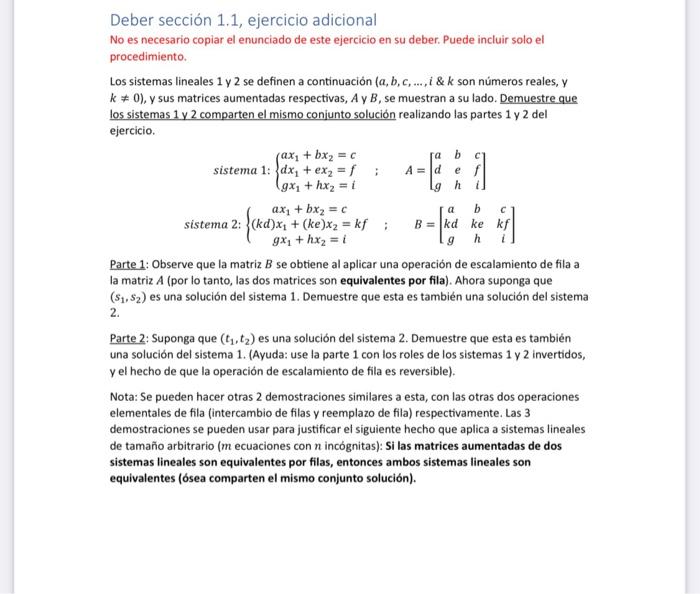 Deber sección 1.1, ejercicio adicional No es necesario copiar el enunciado de este ejercicio en su deber. Puede incluir solo