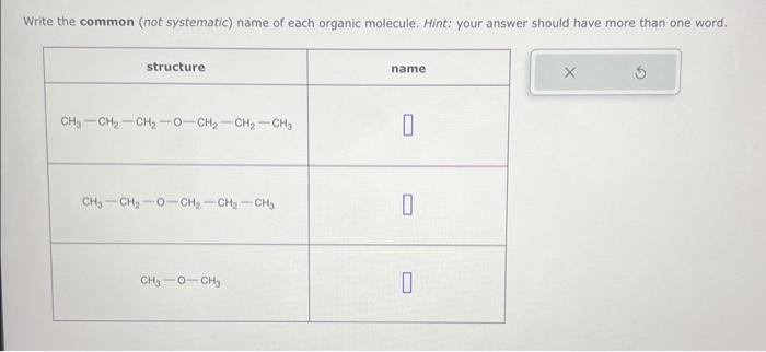 Solved Write the common (not systematic) name of each | Chegg.com