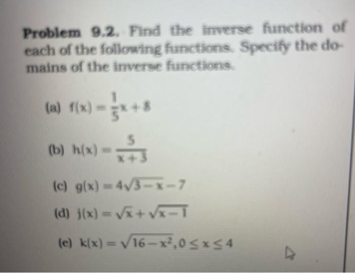 Solved Problem 8.2. Write each of the following functions as | Chegg.com