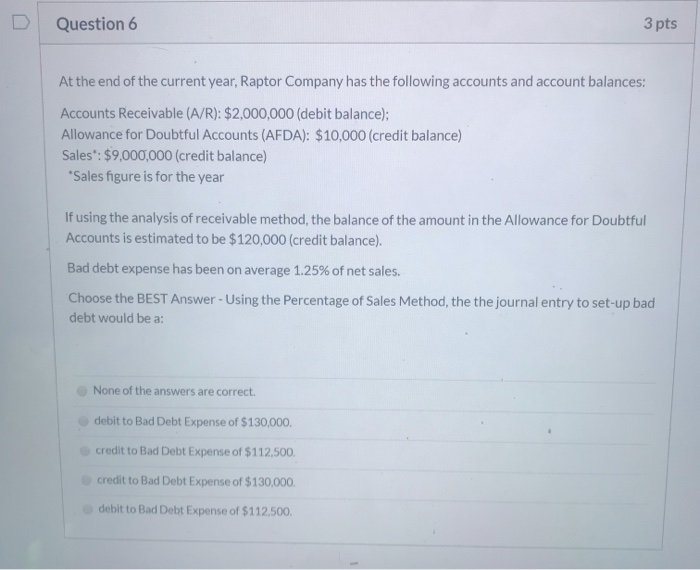Solved Question 3 3 pts At the end of the current year, | Chegg.com
