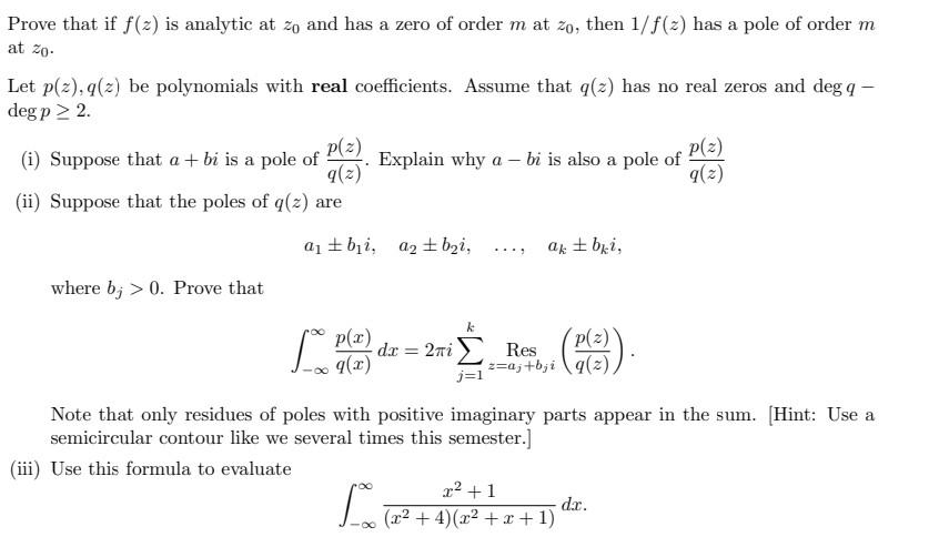 Prove That If F Z Is Analytic At Zo And Has A Zero Chegg Com