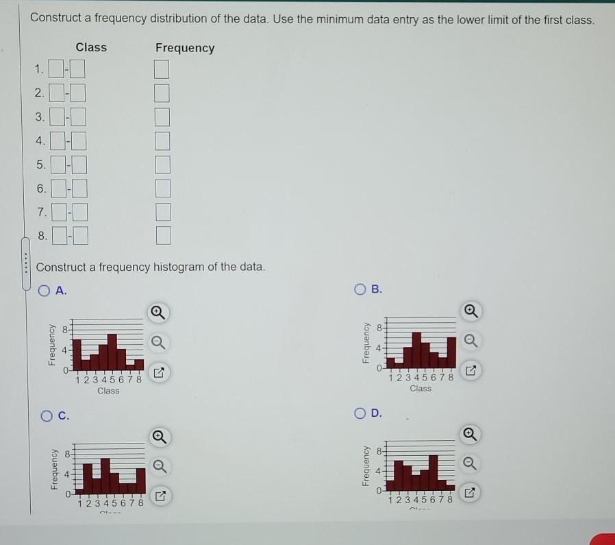 Solved Construct a frequency distribution and a frequency | Chegg.com
