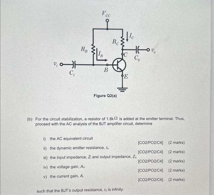 Solved (a) A schematic diagram of a Bipolar Junction Circuit Diagram