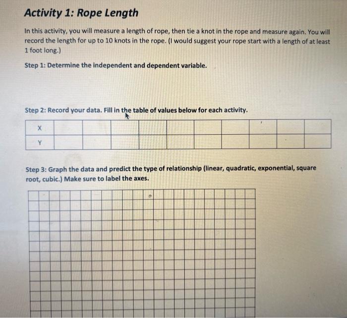 Activity 1: Rope Length stes I. Determina the | Chegg.com