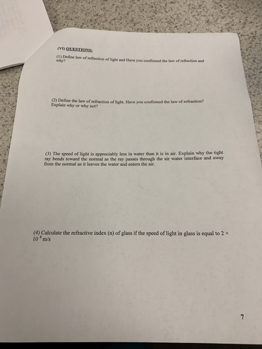 Solved VD QUESTIONS 1 Define Law Of Reflection Of Light Chegg