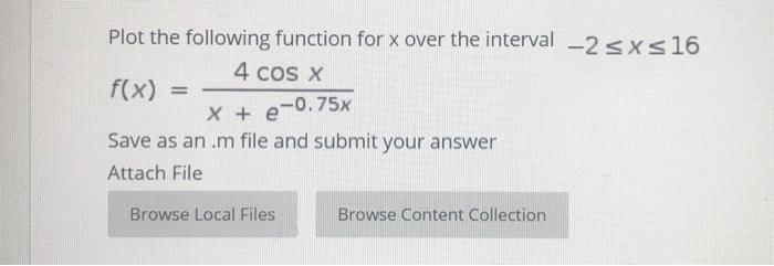 Solved Plot the following function for x over the interval | Chegg.com