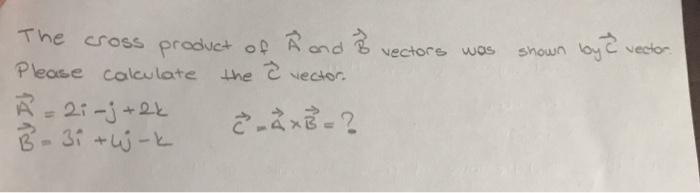 Solved Shown By A Vector The Cross Product Of A And 3 Vec Chegg Com