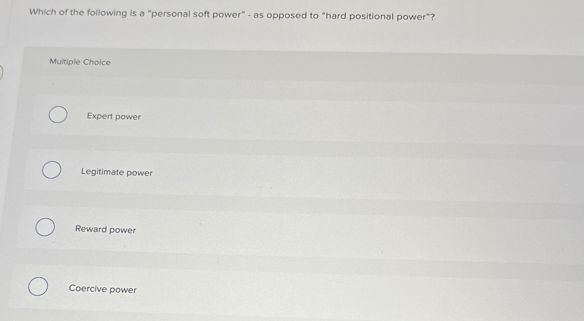 Solved Which of the following is a "personal soft power" - | Chegg.com