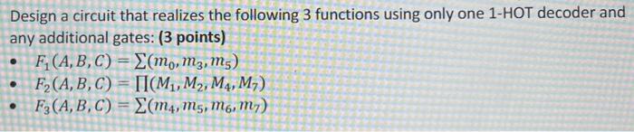 Solved Design a circuit that realizes the following 3 | Chegg.com