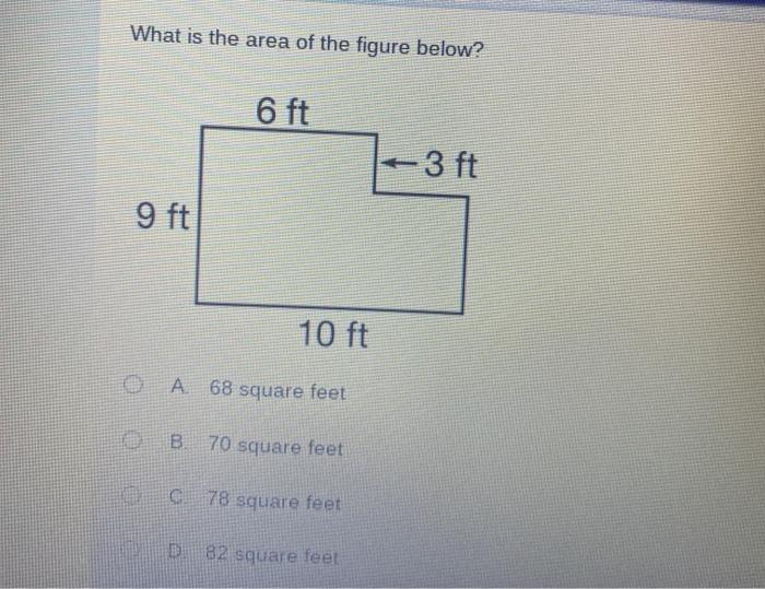 Solved What is the area of the figure below? 6 ft - 3 ft 9 | Chegg.com