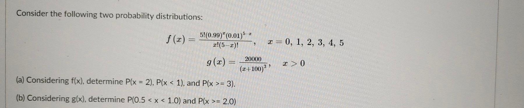 Solved Consider the following two probability distributions: | Chegg.com
