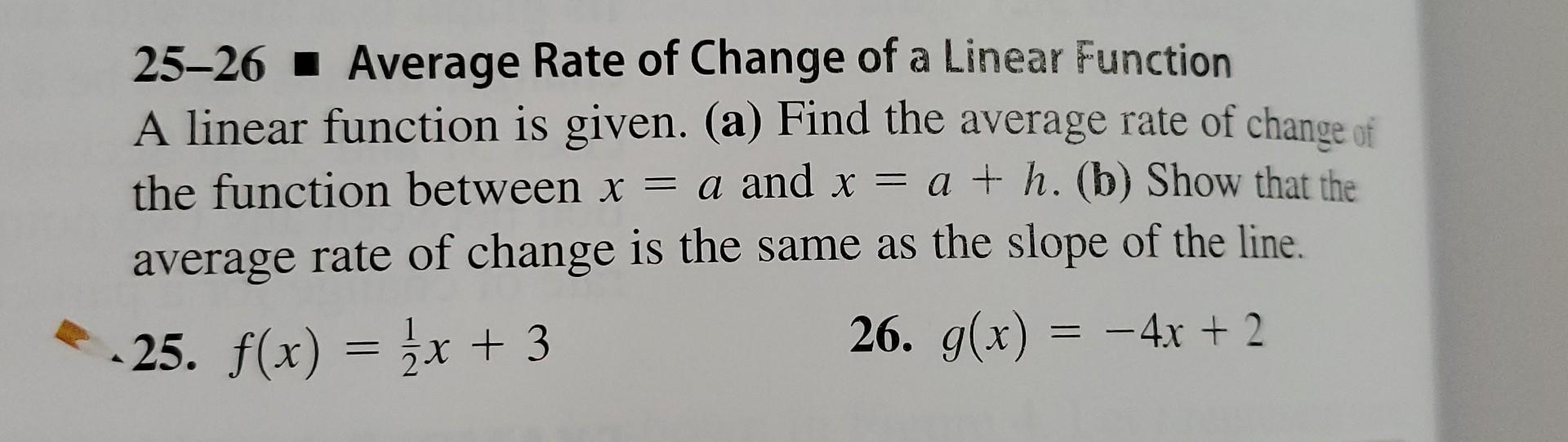 how to find average rate of change linear function