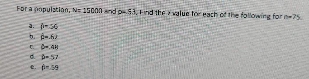 Solved For A Population N And Pr 53 Find The Z V Chegg Com