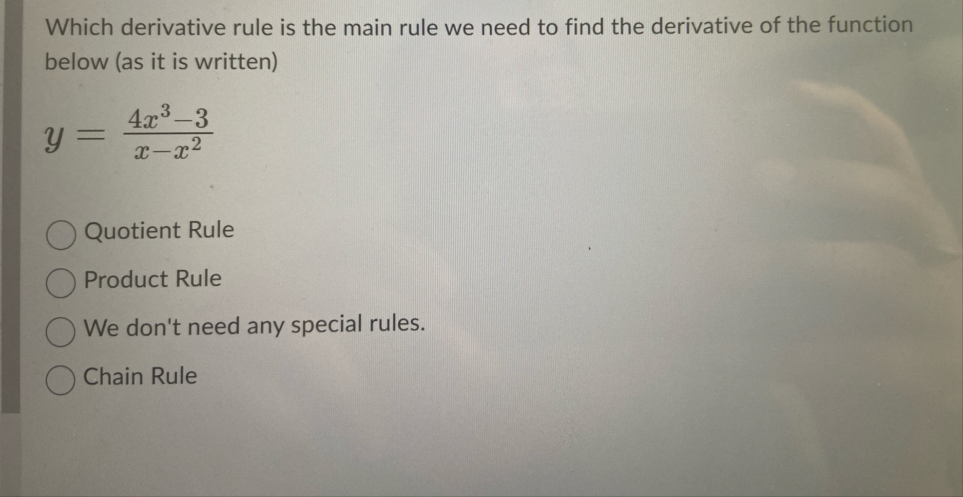 Solved Which derivative rule is the main rule we need to | Chegg.com