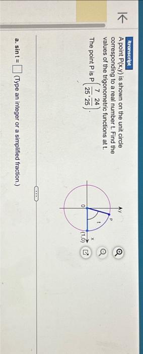 Solved A point P(x,y) is shown on the unit circle | Chegg.com
