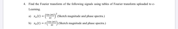 Solved 4. Find The Fourier Transform Of The Following | Chegg.com