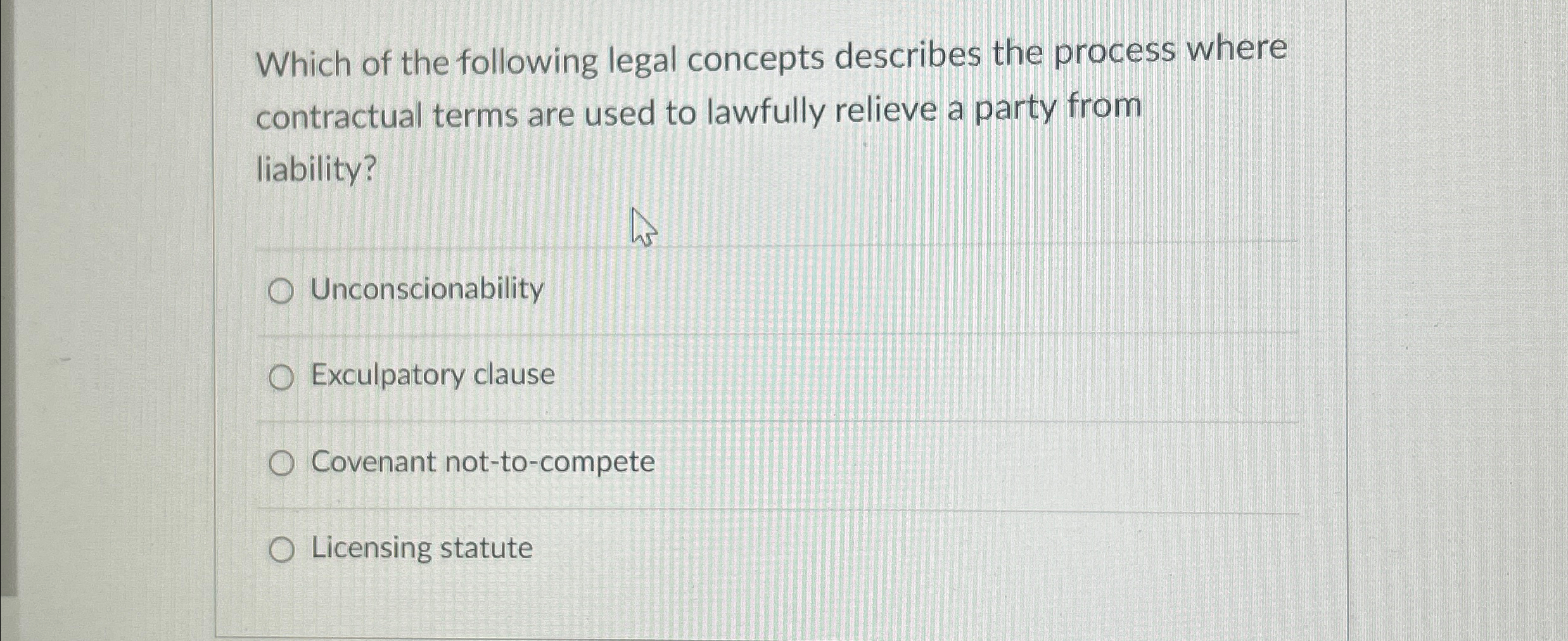 Solved Which of the following legal concepts describes the | Chegg.com