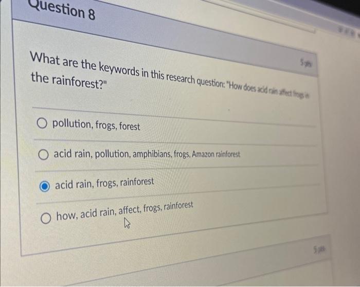 What are the keywords in this research question "How