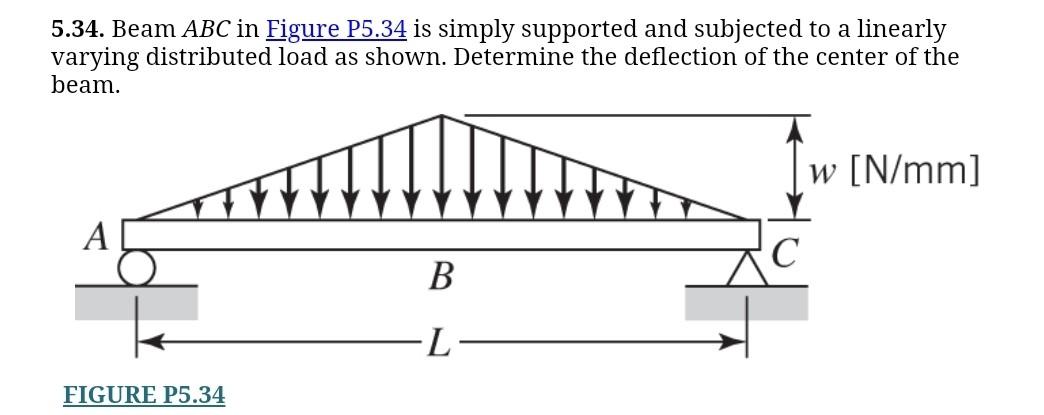 Solved 5.34. Beam ABC in Figure P5.34 is simply supported | Chegg.com