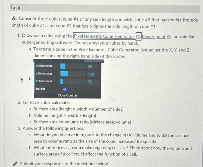 Solved Consider three cubes: cube \#1 of any side length you | Chegg.com