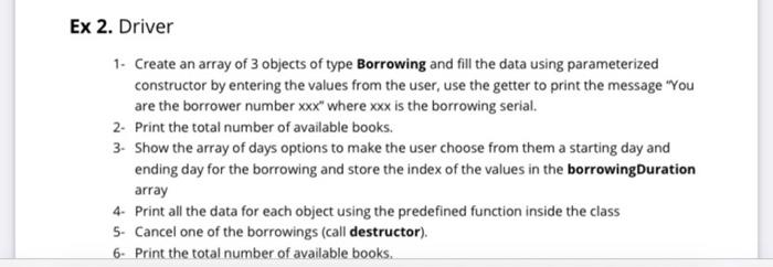 Solved Ex 2. Driver 1. Create an array of 3 objects of type | Chegg.com