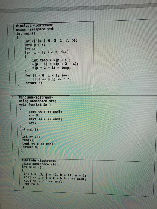 Solved 4 #include using namespace std; int main() [ int | Chegg.com