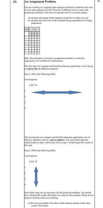 An Assignment Problem You are working as a regional | Chegg.com