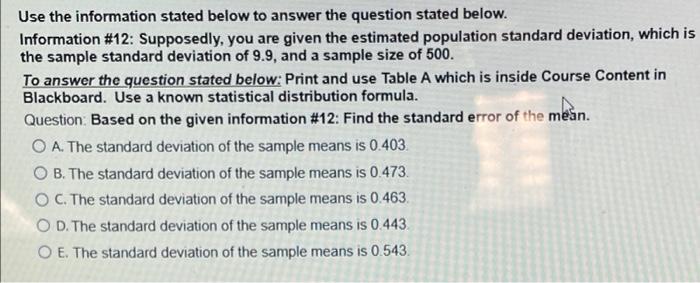 Solved Use the information stated below to answer the | Chegg.com