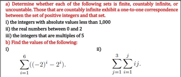 Solved a) Determine whether each of the following sets is | Chegg.com