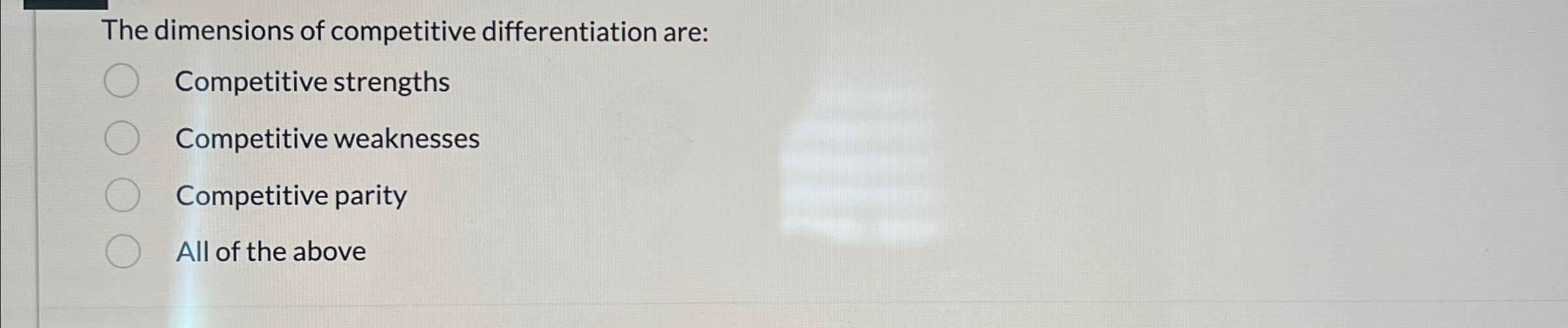 Solved The dimensions of competitive differentiation | Chegg.com