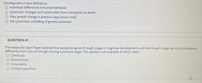Solved Development is best defined as O individual Chegg