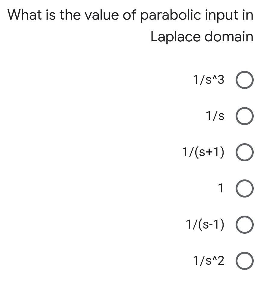 Solved What is the value of parabolic input in Laplace | Chegg.com