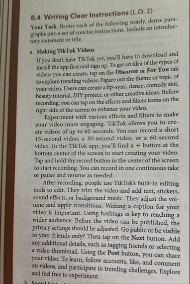Solved 8.4 ﻿Writing Clear Instructions (L.O. 2)Your Task. | Chegg.com
