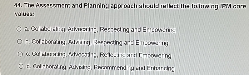 Solved The Assessment And Planning Approach Should Reflect | Chegg.com