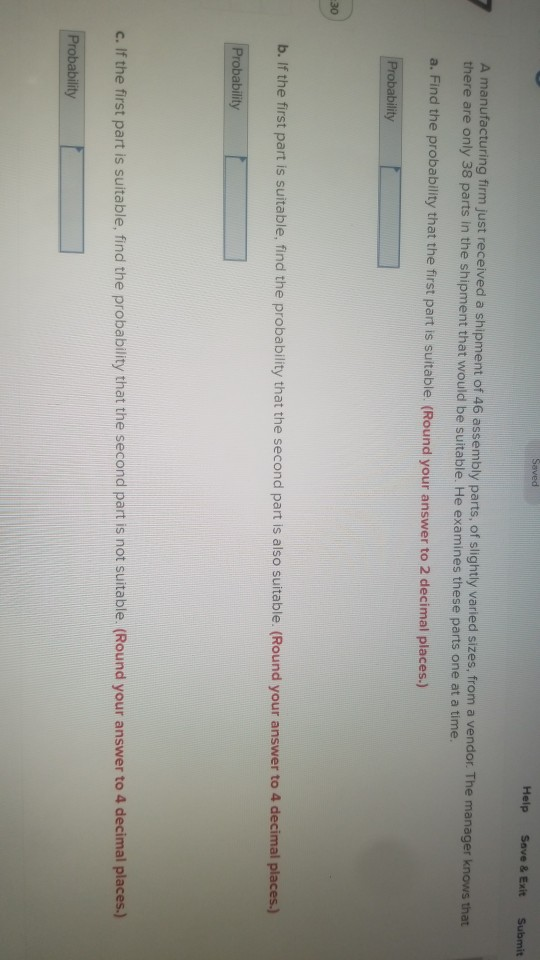 Solved Saved Help Save & Exit Submit A manufacturing firm | Chegg.com