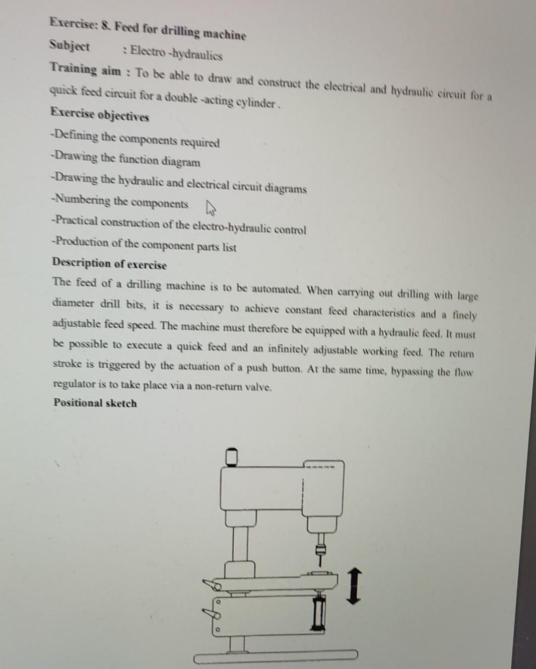 Solved Exercise: 8 Feed for drilling machine Subject | Chegg.com