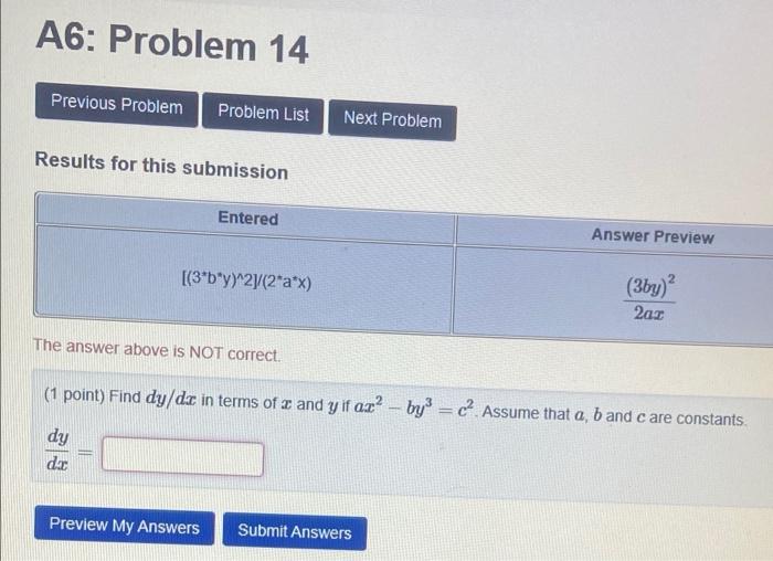 Solved A6: Problem 14 Previous Problem Problem List Next | Chegg.com