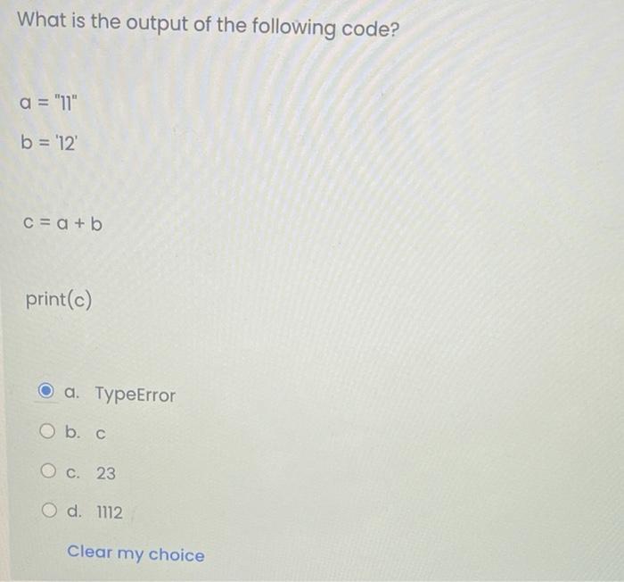 solved-what-is-the-output-of-the-following-code-a-11-b-chegg