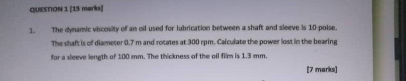 Solved QUESTION 1 [15 Marks] 1. The Dynamic Viscosity Of An | Chegg.com ...