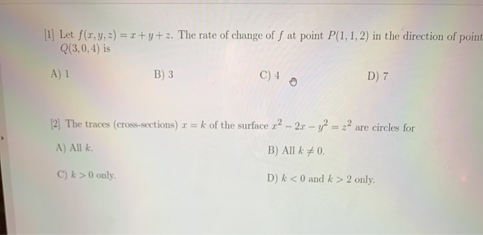 Solved 1 Let F X Y Z X Y Z The Rate Of Change Chegg Com