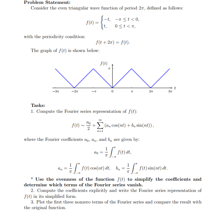Solved Problem Statement:Consider the even triangular wave | Chegg.com