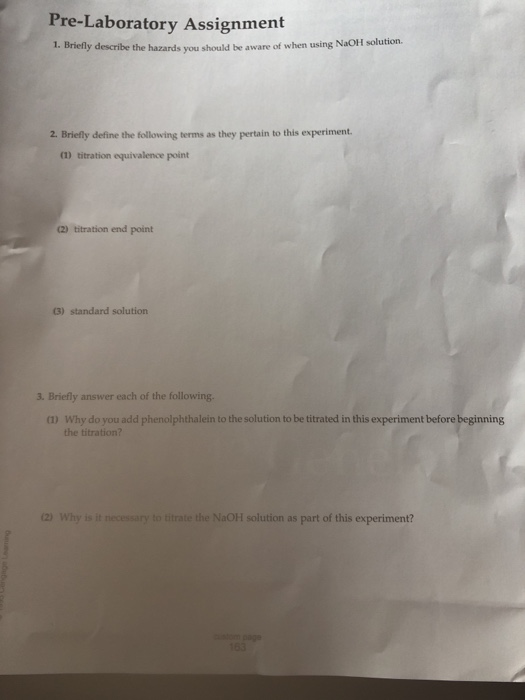 Solved Pre-Laboratory Assignment 1. Briefly Describe The | Chegg.com