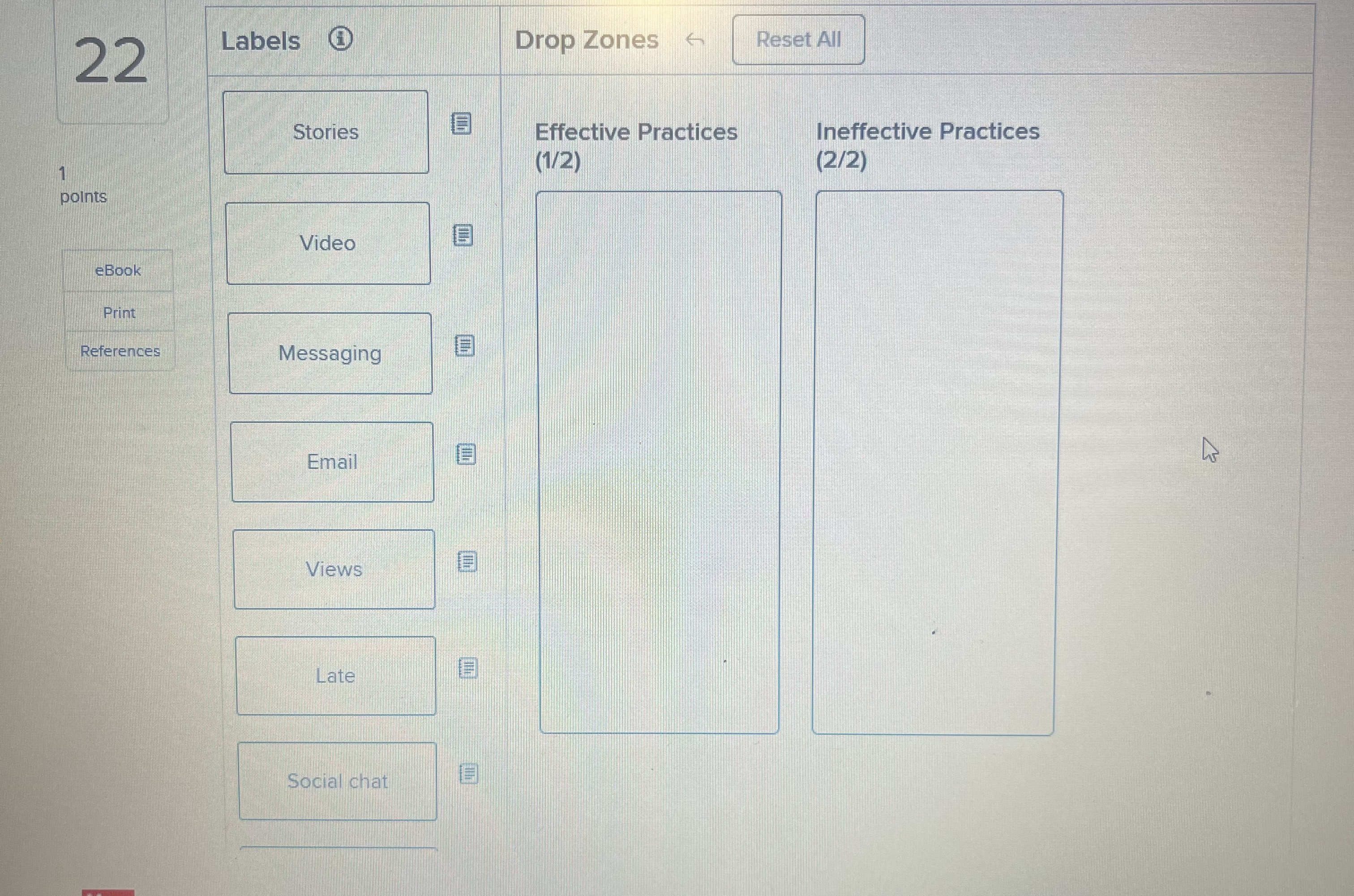 Solved 1 ﻿points ReferencesLabels (i) ﻿Drop Zones | Chegg.com