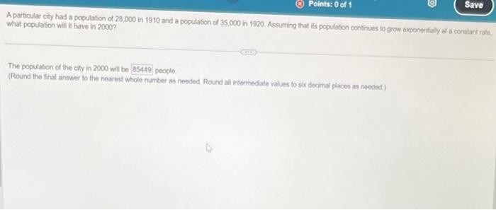 Solved A particular city had a population of 22.000 in 1910 | Chegg.com