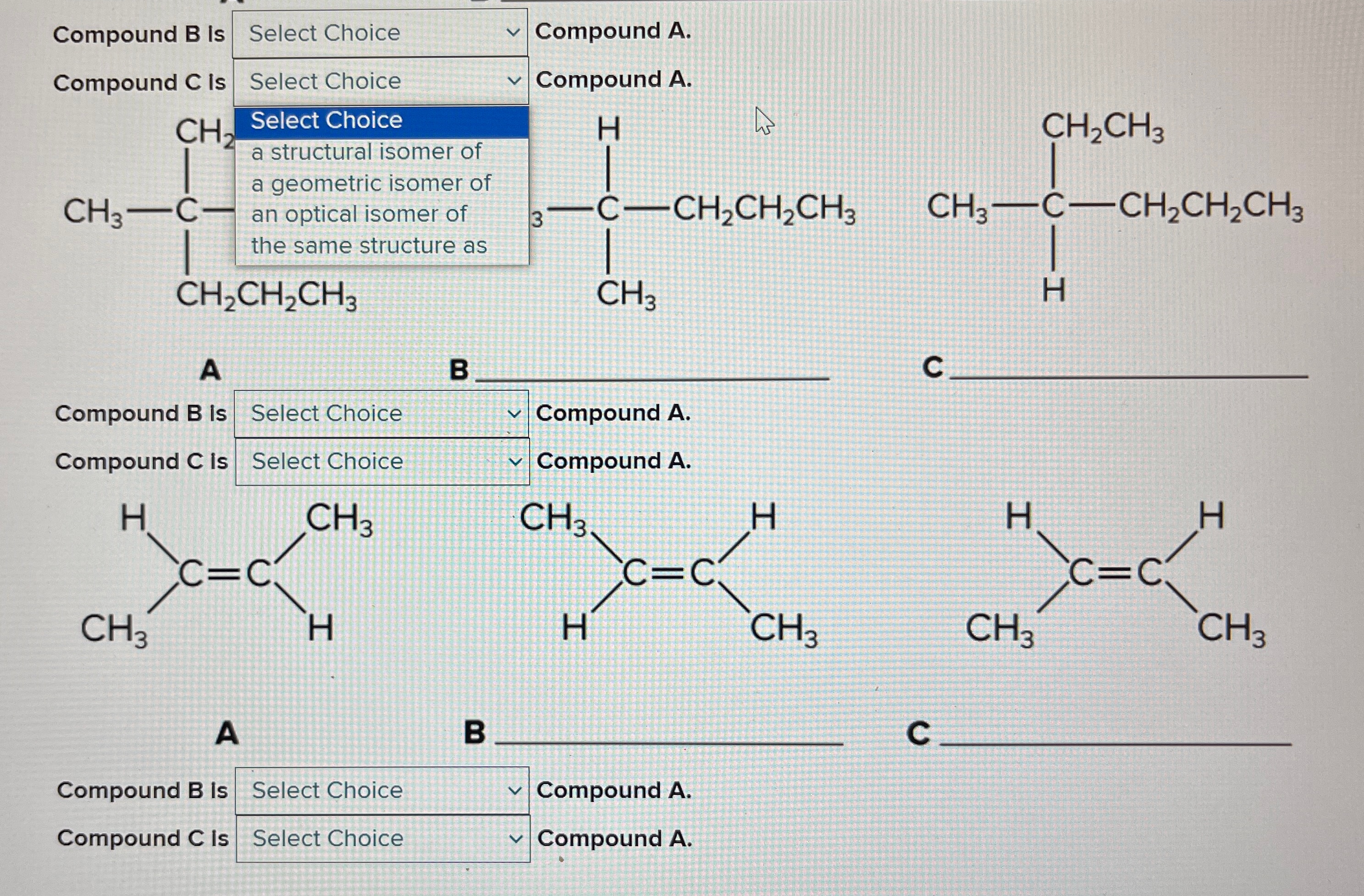Solved A q, ﻿B q,Compound B ﻿is ﻿Compound A.Compound C ﻿is | Chegg.com