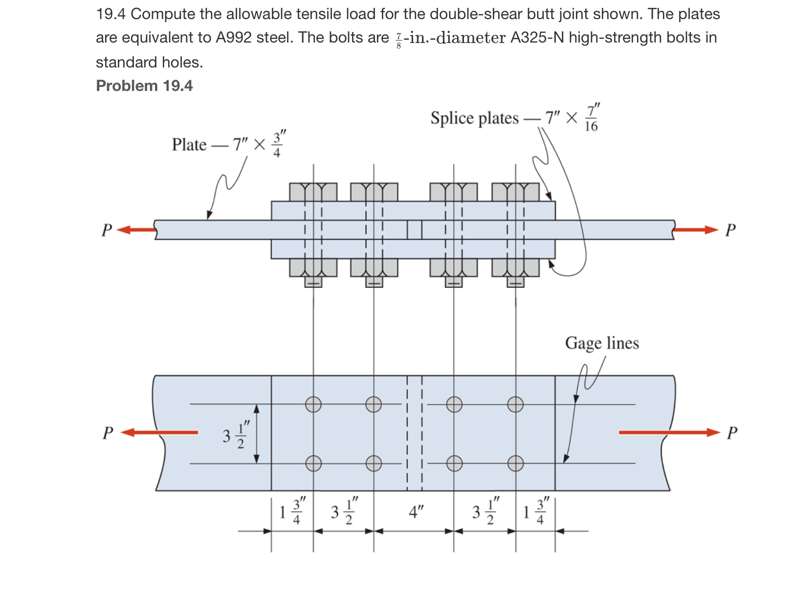 Solved 19.4 ﻿Compute the allowable tensile load for the | Chegg.com