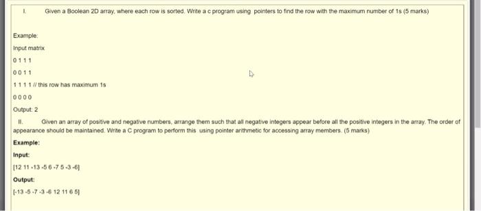 Solved Given a Boolean 2D array where each row is sorted Chegg